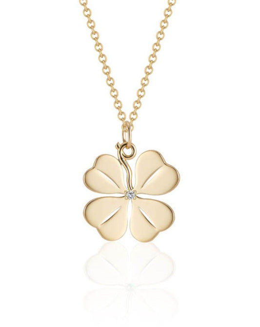 Large Four Leaf Clover Pendant with Diamond