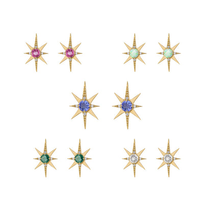 Starburst Stud Earrings - Large - Pink Tourmaline