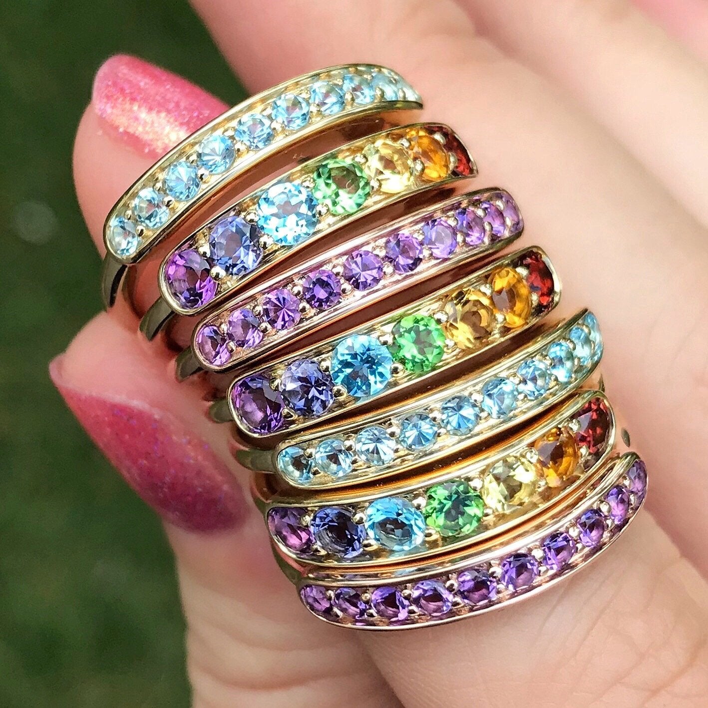 Cirque Half Eternity Band with Amethyst