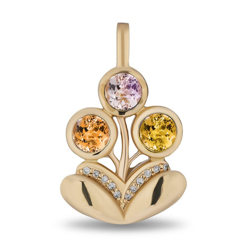 Medium Bouquet Pendant - Multicolor Sapphires with Diamonds