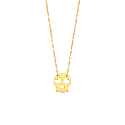14k yellow gold mini skull necklace