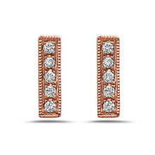 Load image into Gallery viewer, Bar Studs with Diamonds 14k Rose Gold