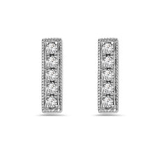 Load image into Gallery viewer, Bar Studs with Diamonds 14k White Gold