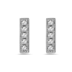 Bar Studs with Diamonds 14k White Gold