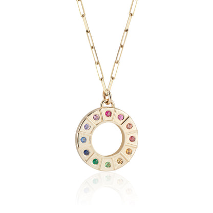 Grand Olympia Pendant Necklace with Rainbow Gemstones