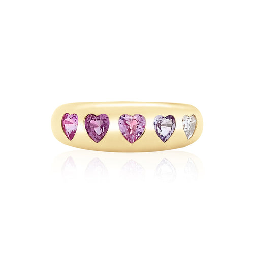 Nomad Ring - Ombre Pink Sapphire Hearts