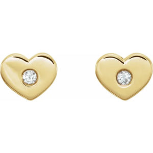 Heart Studs with Diamonds