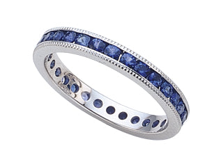 Channel Set Sapphire Band with Milgrain
