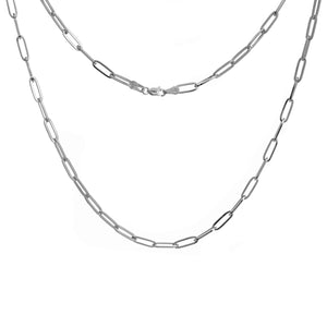 Paper Clip Chain Necklace 14k White Gold