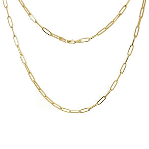 Paper Clip Chain Necklace 14k Yellow Gold