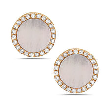 Load image into Gallery viewer, Mother of Pearl and Diamond Inlay Studs 14k Yellow Gold