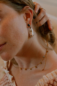 Baroque Pearl & Sapphire Earrings