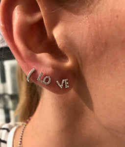 Diamond "Love" Stud Earrings 14k White Gold