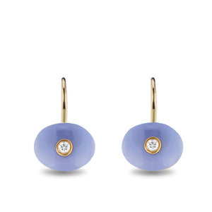 Milestone Drop Earrings - Blue Chalcedony & Diamond