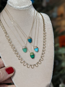 Found Cap Pendant Necklace - Chrysoprase & Diamond