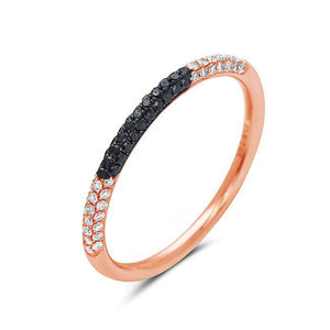 Diamond & Diamond Domed Half Band 14k Rose Gold