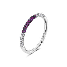 Load image into Gallery viewer, Ruby &amp; Diamond Domed Half Band 14k White Gold