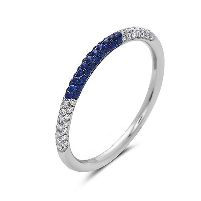 Sapphire & Diamond Domed Half Band 14k White Gold