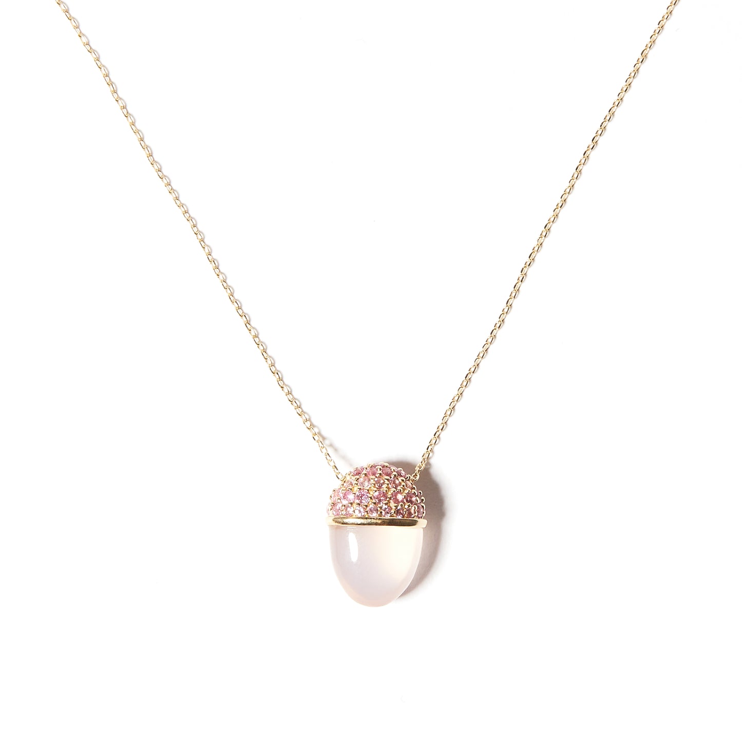 Found Cap Pendant Necklace - Rose Quartz & Pink Sapphire