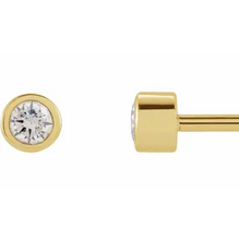 Load image into Gallery viewer, Petite Bezel Set Diamond Studs 14k Yellow Gold