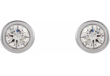 Load image into Gallery viewer, Petite Bezel Set Diamond Studs 14k White Gold