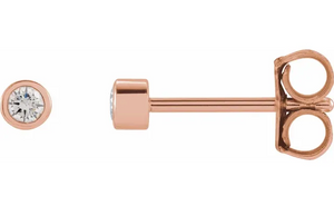 Petite Bezel Set Diamond Studs 14k Rose Gold