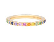 Load image into Gallery viewer, Rainbow Eternity Band 14k Yellow Gold