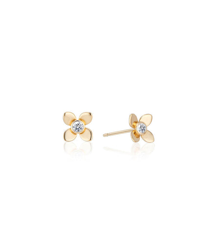 Medium Fleur Earrings with Diamonds