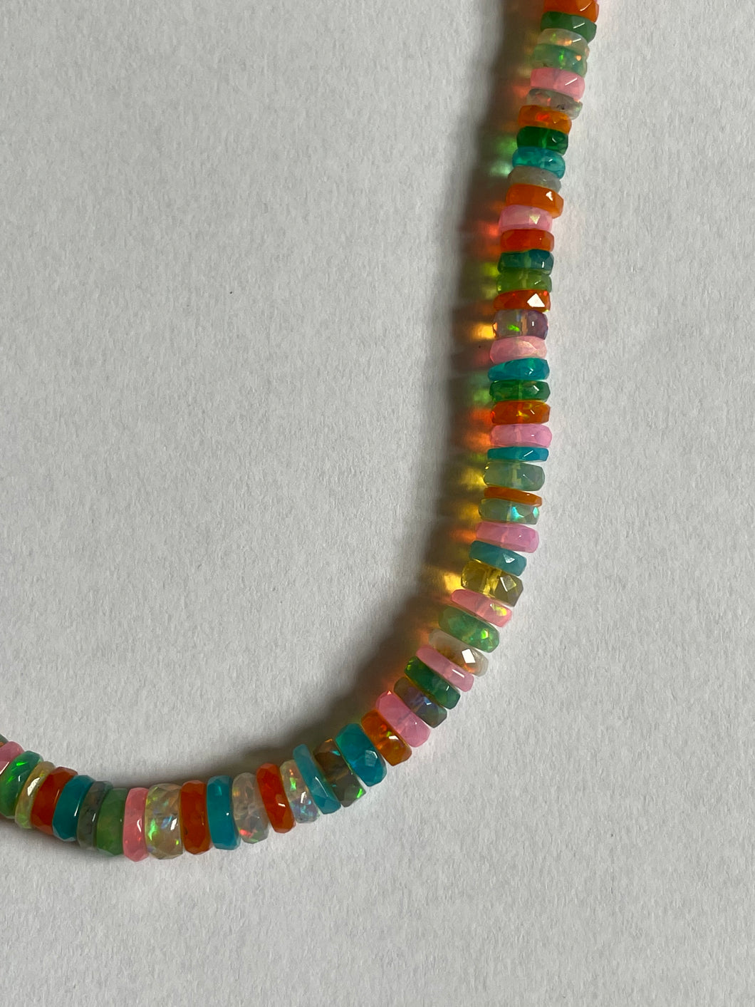 Bright Multi Opal Heishi Bead Necklace - 16.5