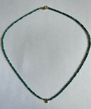 Load image into Gallery viewer, Micro Faceted Chrysocolla Bead Necklace with Diamond Drop - 17&quot;