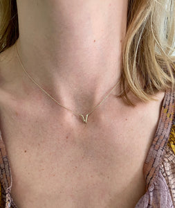 Initial Necklace 14k Solid Yellow Gold