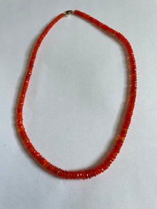 Orange Ethiopian Heishi Bead Necklace - 16"