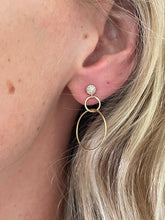 Load image into Gallery viewer, Two Hoop Diamond Drop Earrings 14k Yellow Gold