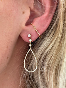 Dangling Diamond Pear Earrings 14k Yellow Gold
