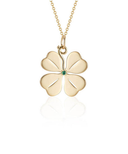 Large Four Leaf Clover Pendant with Emerald