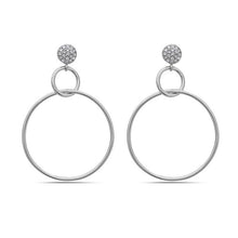 Load image into Gallery viewer, Two Hoop Diamond Drop Earrings 14k White Gold